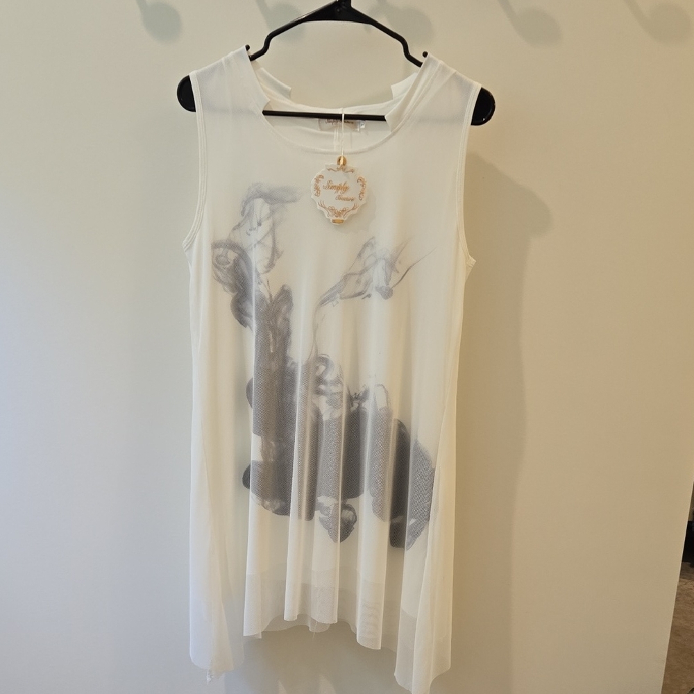 Simply Couture Cream Graphic Tank Top